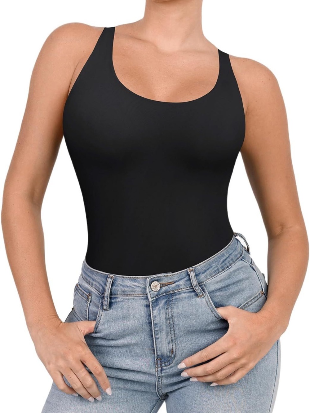 Popilush Black Shapewear Bodysuit XXL Sleeveless Thong Body Suit NEW